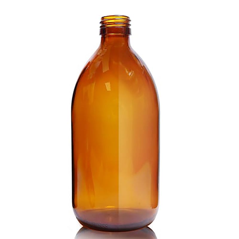 500ml Jantarová Skleněná Lékovka  - Bez Uzávěru