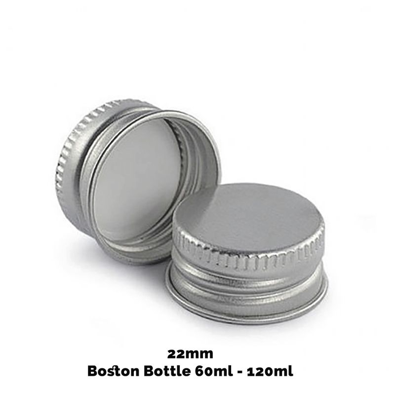 Uzávěr pro Jantarovou Bostonskou Lahev (120ml) - Hliníkový Silver 22mm