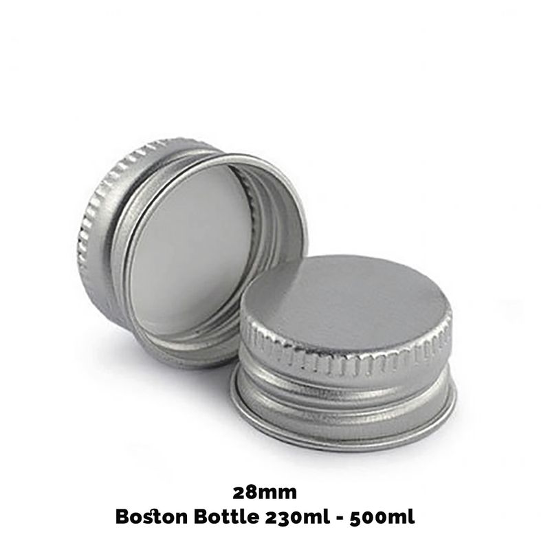 Uzávěr pro Jantarovou Bostonskou Lahev (pro 230ml & 500ml) - Hliníkový Silver 28mm