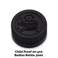 Uzávěr pro Jantarovou Bostonskou Lahev s Dětskou Pojistkou 20mm (pro 30ml - 60ml) - Černý Plastový