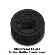Uzávěr pro Jantarovou Bostonskou Lahev s Dětskou Pojistkou 22mm (pro 120ml) - Černý Plastový