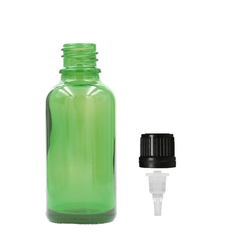 30ml Zelená Skleněná Lahvička - Bez Uzávěru