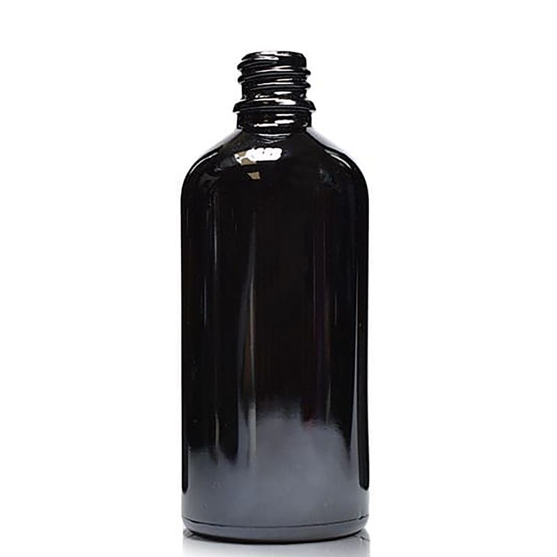 100ml Skleněná Lahvička z Černého Skla - Bez Uzávěru