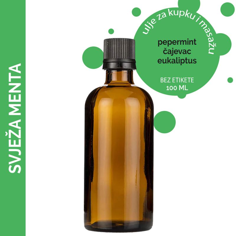Masážní Olej - Svěží Máta - 100 ml - Bez Etikety
