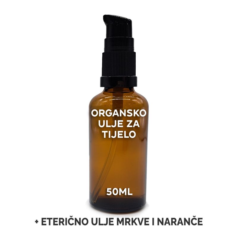 Organický Tělový Olej 50ml - Mrkev & Pomeranč - Bez Etikety
