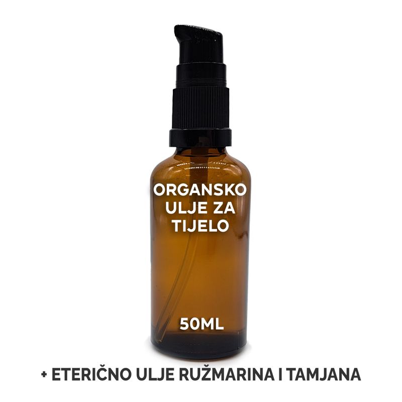 Organický Tělový Olej 50ml - Rozmarýn & Frankincense - Bez Etikety