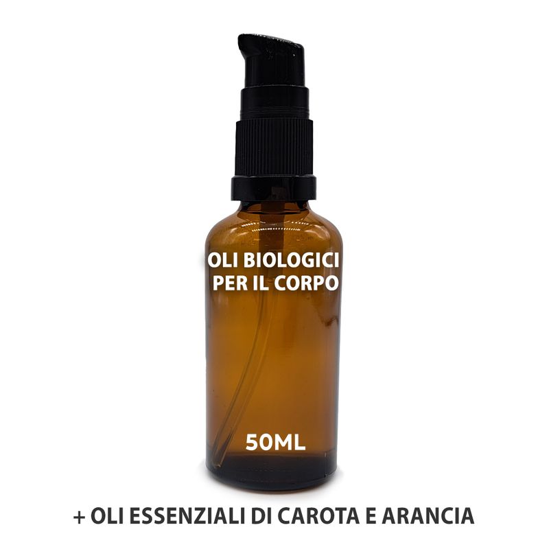Organický Tělový Olej 50ml - Mrkev & Pomeranč - Bez Etikety