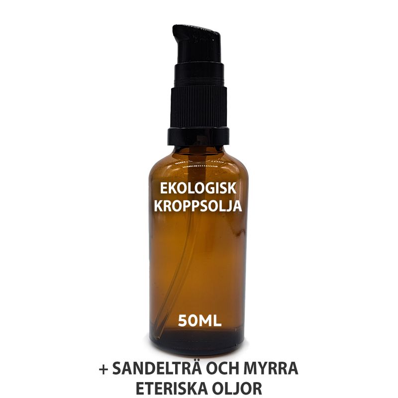 Organický Tělový Olej 50ml - Santalové Dřevo & Myrha - Bez Etikety
