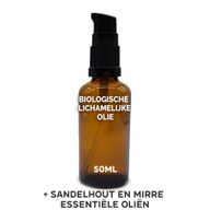 Organický Tělový Olej 50ml - Santalové Dřevo & Myrha - Bez Etikety