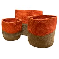 Malý úložný koš ze šňůry z bavlny/jutu, 15×15 cm, oranžový