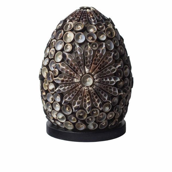 Boho Lampa z Mořských Mušlí - Ovál Čokoládový Twist - 15cm