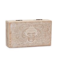Med Čtvercová Krabička 17x10x4.2cm - Tvář Buddhy Bílá Vymývaná
