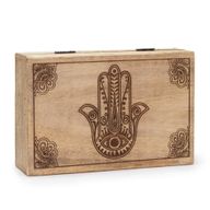 Velká Obdélníková Krabička 21.5x14x6.3cm - Hamsa Černý Gravír
