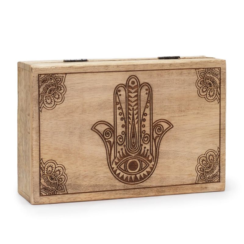 Velká Obdélníková Krabička 21.5x14x6.3cm - Hamsa Černý Gravír