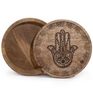 Velká Okrouhlá Krabička 17.5x7.5cm - Hamsa Černý Gravír