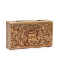 Med Čtvercová Krabička 17x10x4.2cm - Tvář Buddhy Černý Gravír
