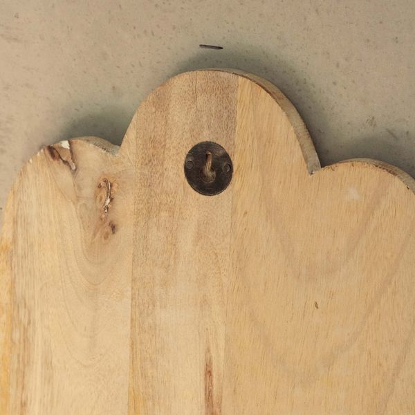 Nástěnná Dekorace z Mangového Dřeva - Hamsa - Bílá Vymývaná 52cm