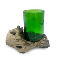 Recyklované Sklo na Dřevě - Whisky Sklenička