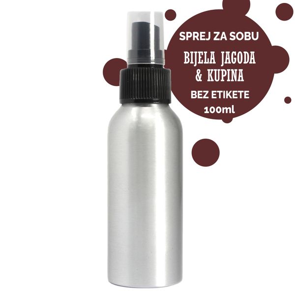 Pokojový Sprej bez Etikety - 100ml - Bílá Jahoda a Ostružina