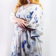 Nomád Sari - Kaftan - Bílý, Modrý & Zlatý - Design Zlého Oka