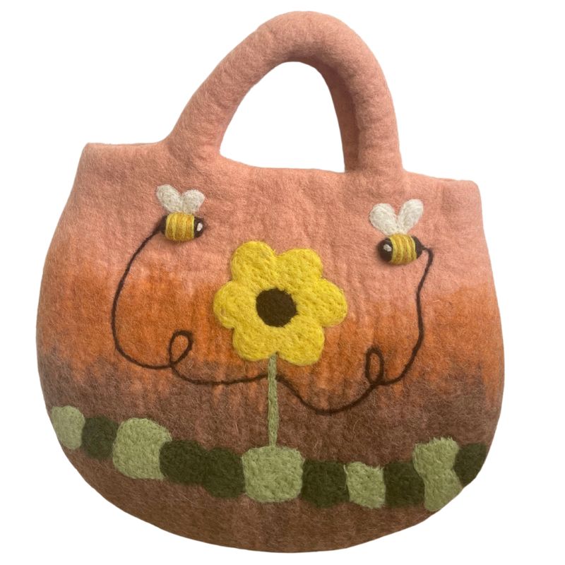 Plstěná Taška - Slunečnice & Včely - 35x27cm