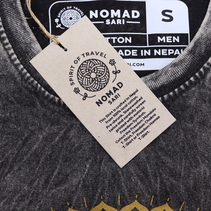 Malé Stone Washed Tričko - Mandala - Tmavě Šedé