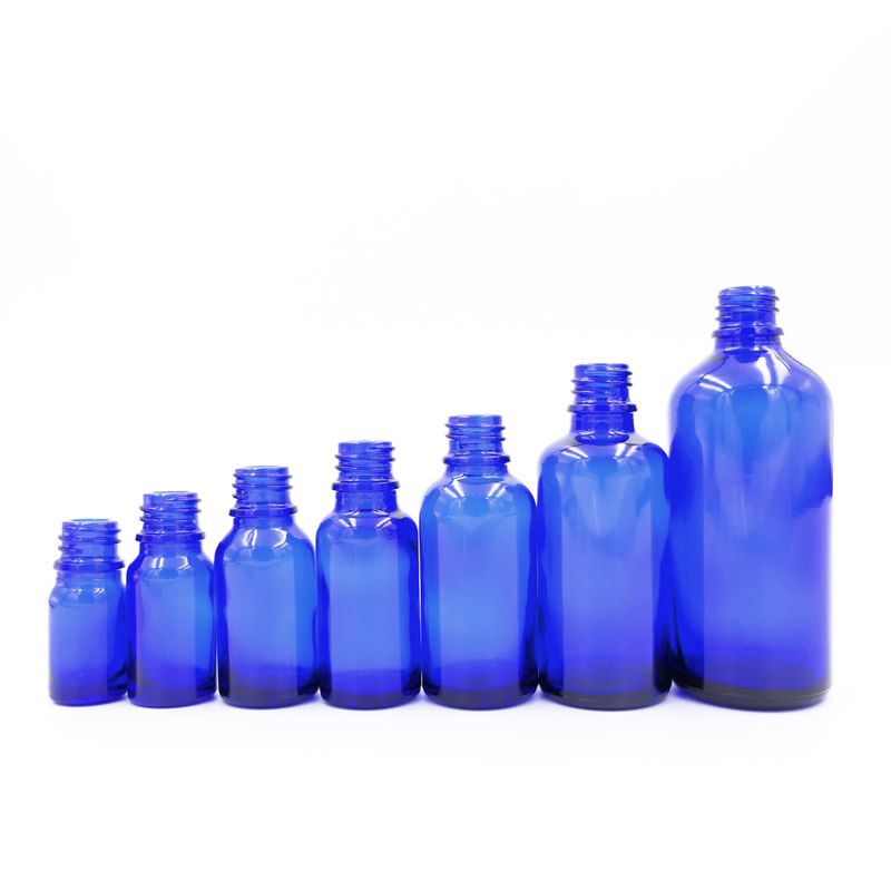 5ml Modrá Skleněná Lahvička - Bez Uzávěru