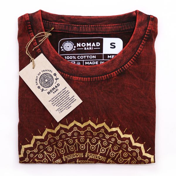 Malé Stone Washed Tričko - Mandala - Kaštanové