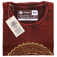 Extra Velké Stone Washed Tričko - Hamsa - Kaštanové