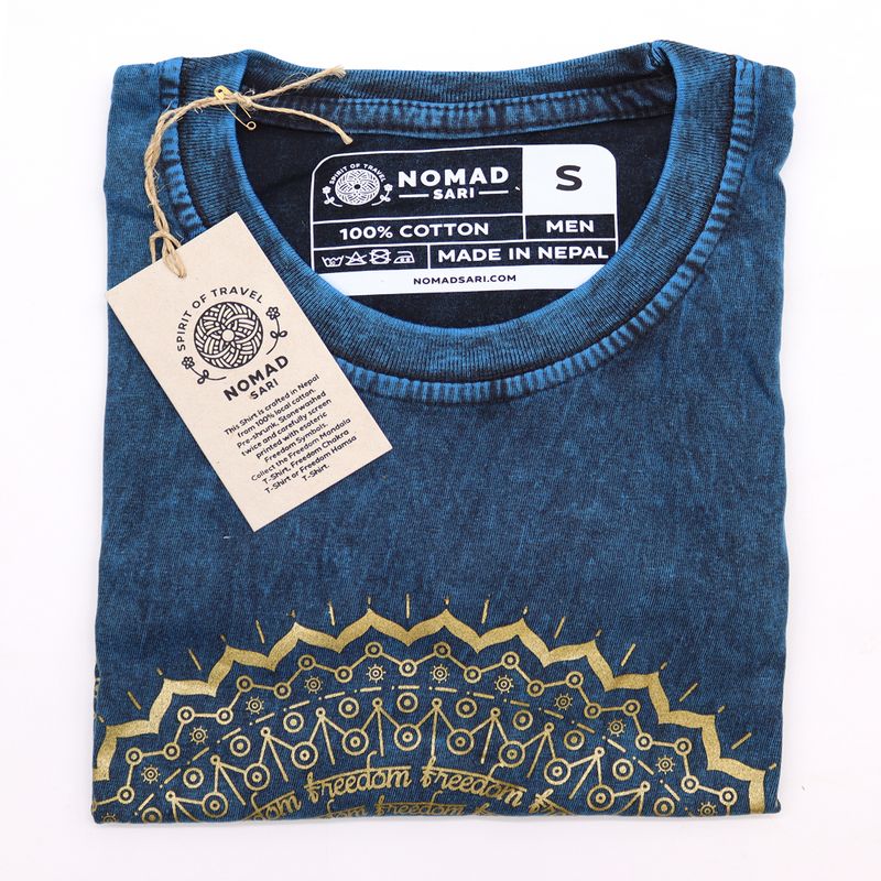 Malé Stone Washed Tričko - Mandala - Modré