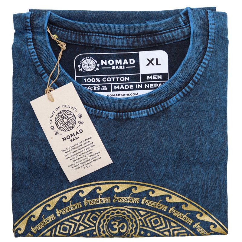 Extra Velké Stone Washed Tričko - Chakra - Modré