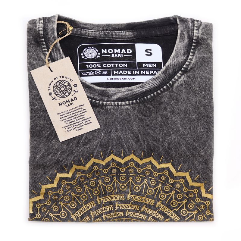 Malé Stone Washed Tričko - Mandala - Tmavě Šedé