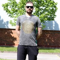 Malé Stone Washed Tričko - Mandala - Tmavě Šedé