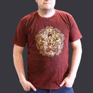 Extra Velké Stone Washed Tričko - Hamsa - Kaštanové