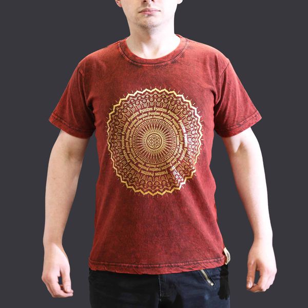 Malé Stone Washed Tričko - Mandala - Kaštanové