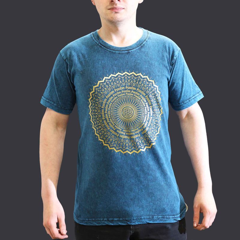 Malé Stone Washed Tričko - Mandala - Modré