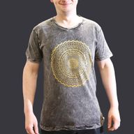 Malé Stone Washed Tričko - Mandala - Tmavě Šedé