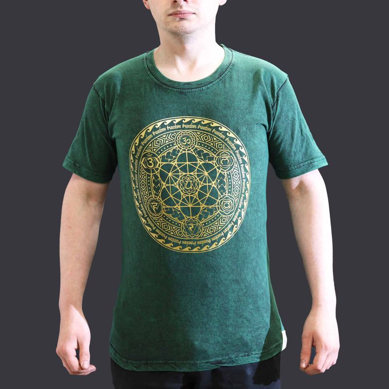 Malé Stone Washed Tričko - Chakra - Zelené