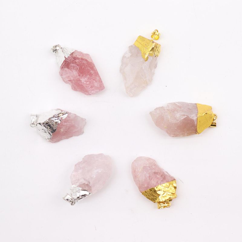 Přívěsky z růžového křemene, pozlacené zlatem a stříbrem (6 druhů)