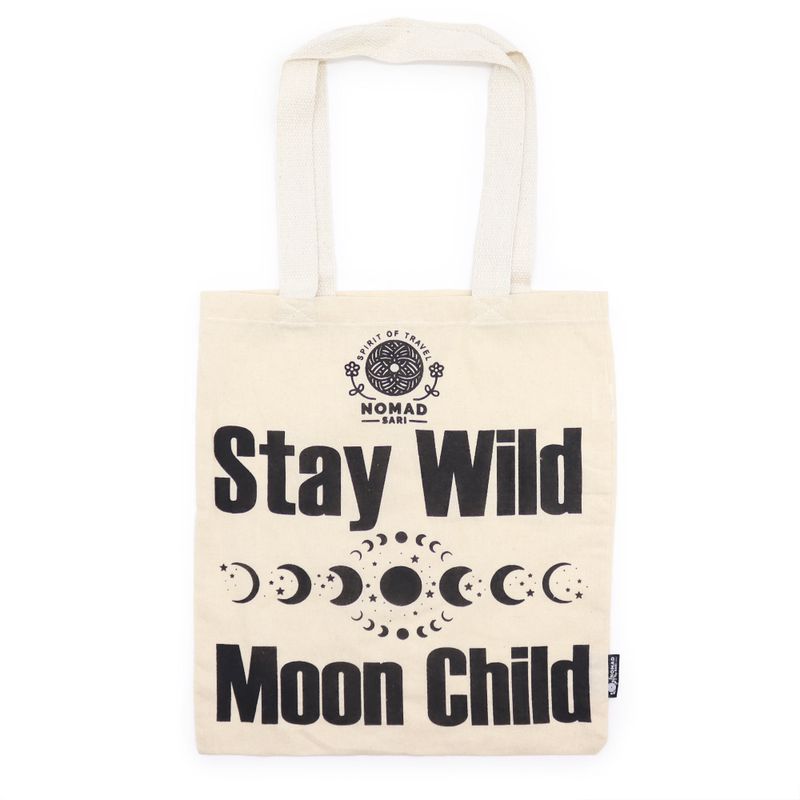 Ikonická Základní Taška - Stay Wild, Moon Child - (40x36cm) - Přírodní 4oz
