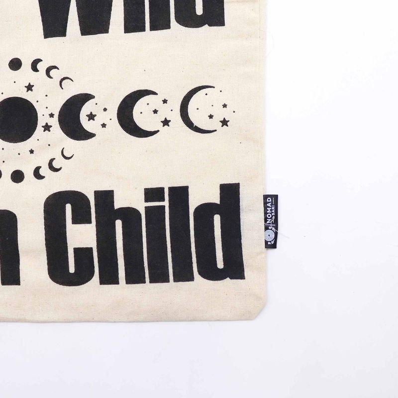 Ikonická Základní Taška - Stay Wild, Moon Child - (40x36cm) - Přírodní 4oz