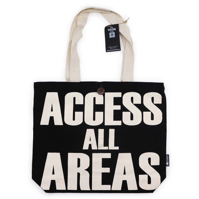 Ikonická Klasická Taška - ACCESS ALL AREAS - Černá Přírodní 10oz (36x43x10cm)