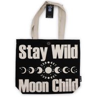 Ikonická Klasická Taška - Stay Wild, Mood Child - Černá Přírodní 10oz (36x43x10cm)