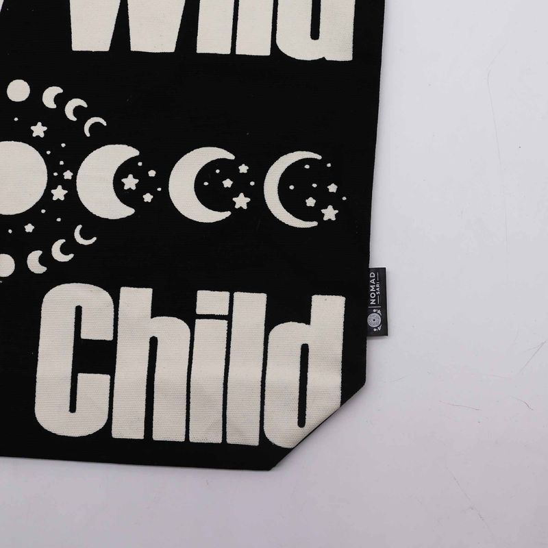 Ikonická Klasická Taška - Stay Wild, Mood Child - Černá Přírodní 10oz (36x43x10cm)