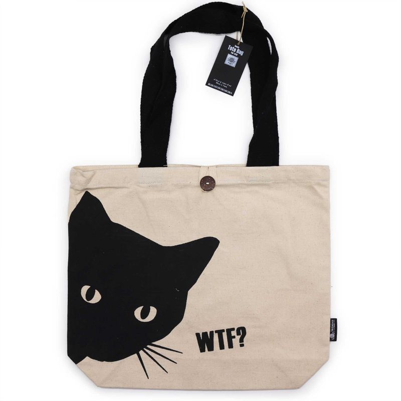 Ikonická Klasická Taška - Black Cat - Přírodní 10oz (36x43x10cm)