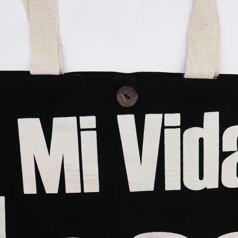 Ikonická Klasická Taška - Mi Vida Loca - Černá Přírodní 10oz (36x43x10cm)