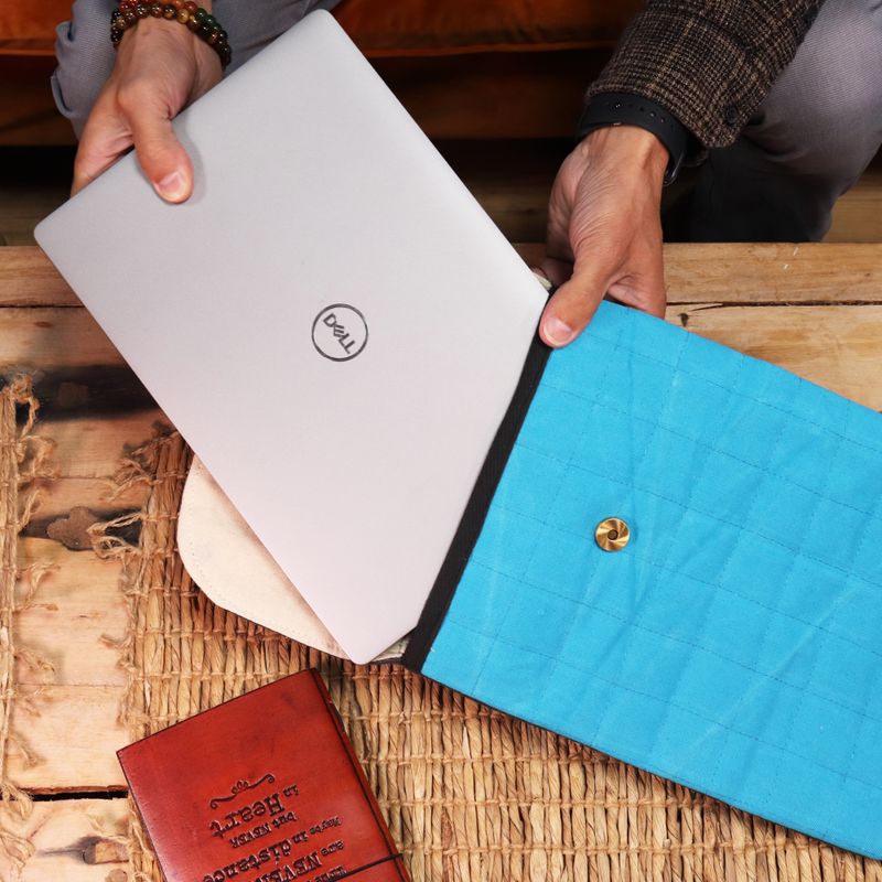 Polstrované pouzdro na notebook - tyrkysové - 14oz
