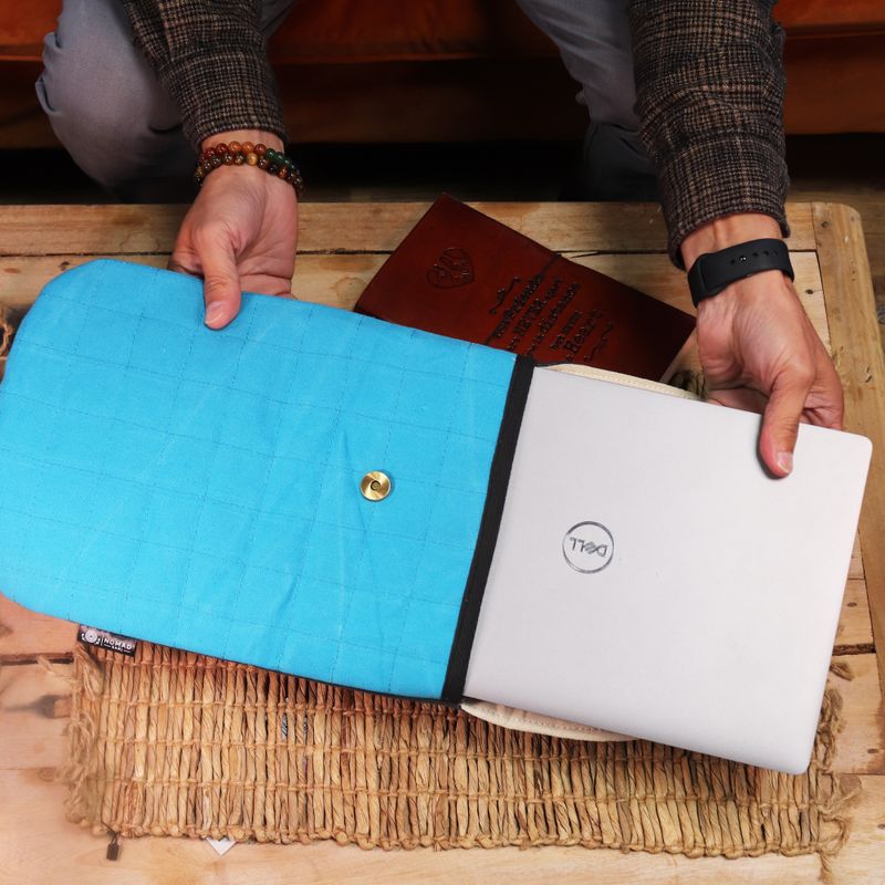 Polstrované pouzdro na notebook - tyrkysové - 14oz