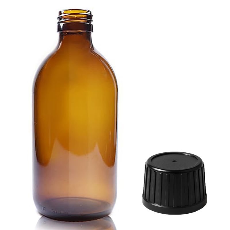 300ml Jantarová Skleněná Lékovka - Bez Uzávěru