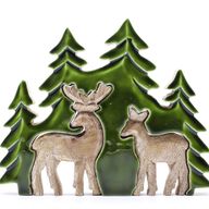 Ztraceni v Lese - 2 Jeleni v Lese 3D - Dřevěná Dekorace 18x23cm